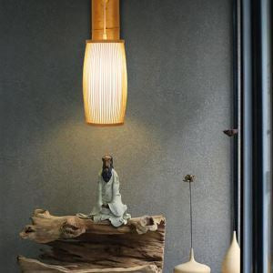 Wall Mounted Light with Bamboo Stripes Shade