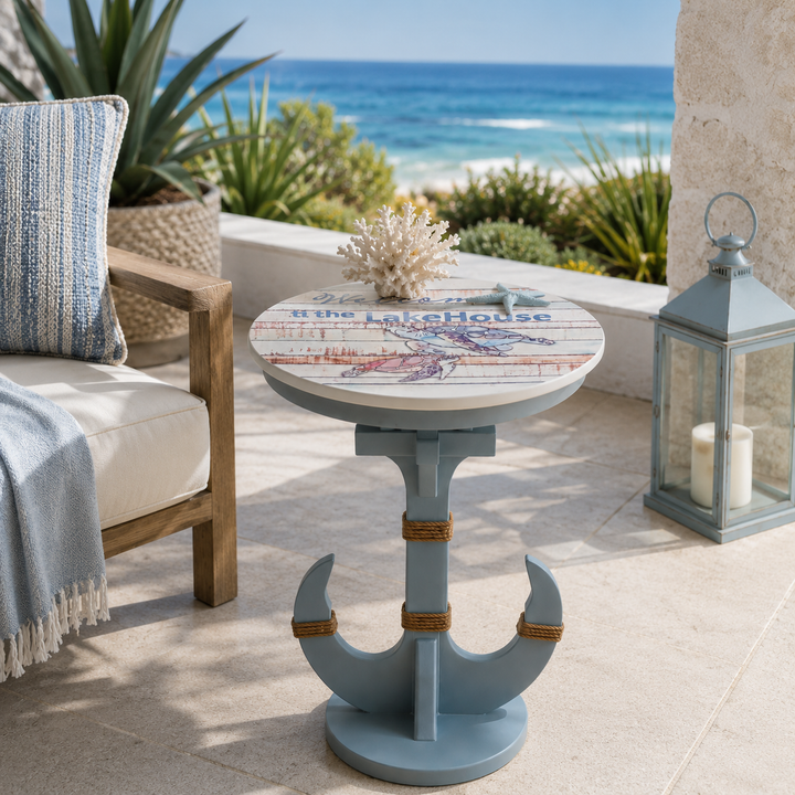 Coastal Anchor Pedestal Accent Side Table