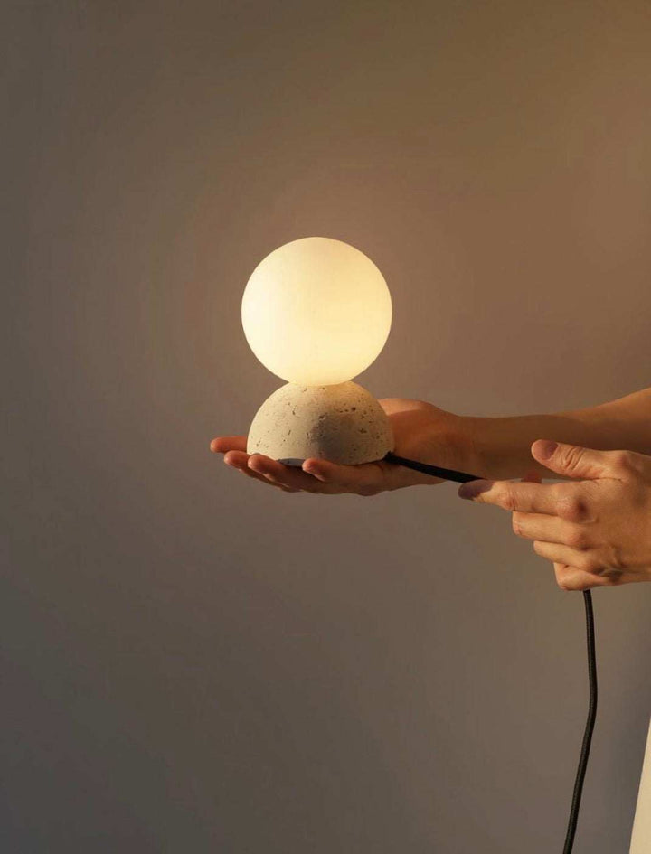 Modern Table Lights with Concrete and Glass Globes