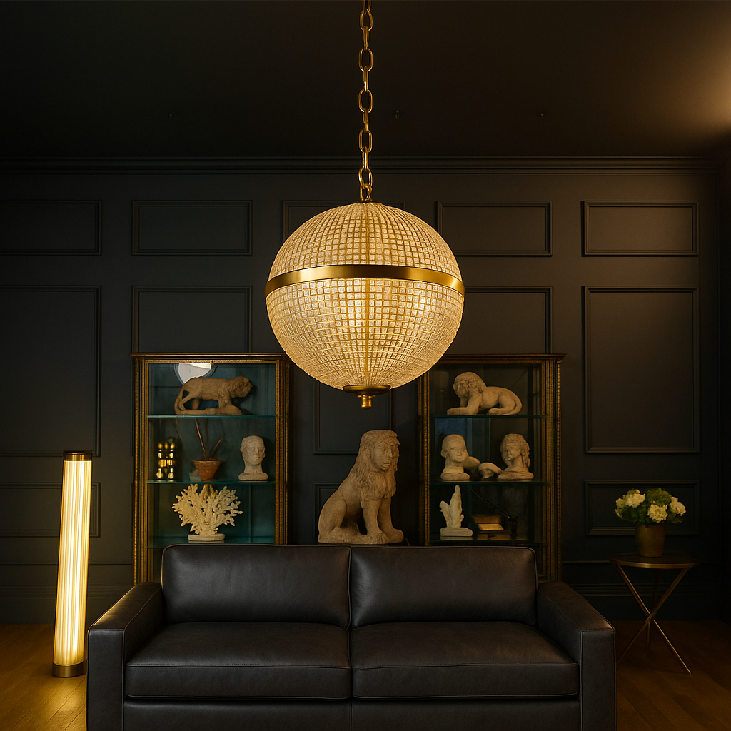 Crystal Globe Pendant Light - Elegant Glass & Brass Interior Light ...