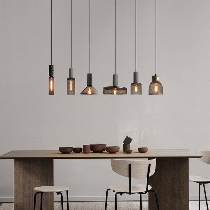 Industrial Concrete and Metal Pendant Light