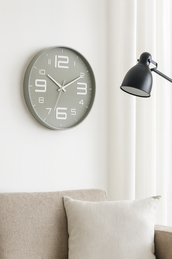 Grayo - Modern Wall Clock in grey beige and olive green