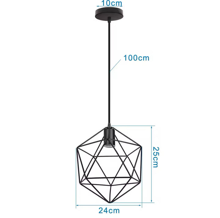 Industrial Pendant Light with Geometric Wireframe Design