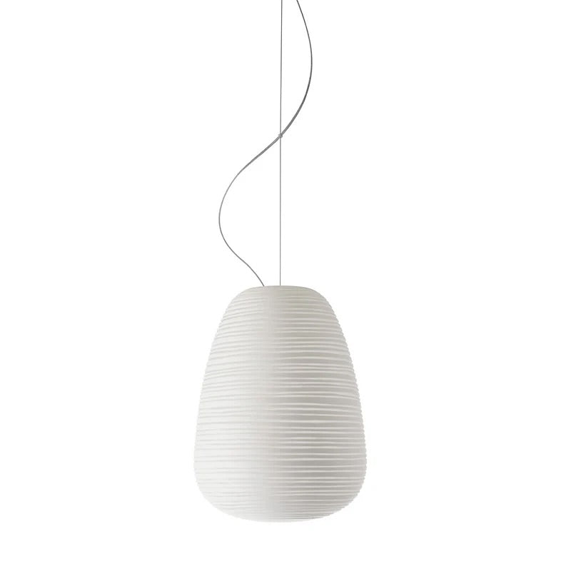 Minimalist White Pendant Light Sculptural Ribbed Design (set of 7 heads )