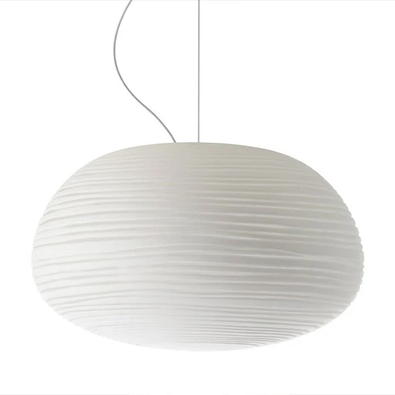 Minimalist White Pendant Light Sculptural Ribbed Design (set of 7 heads )