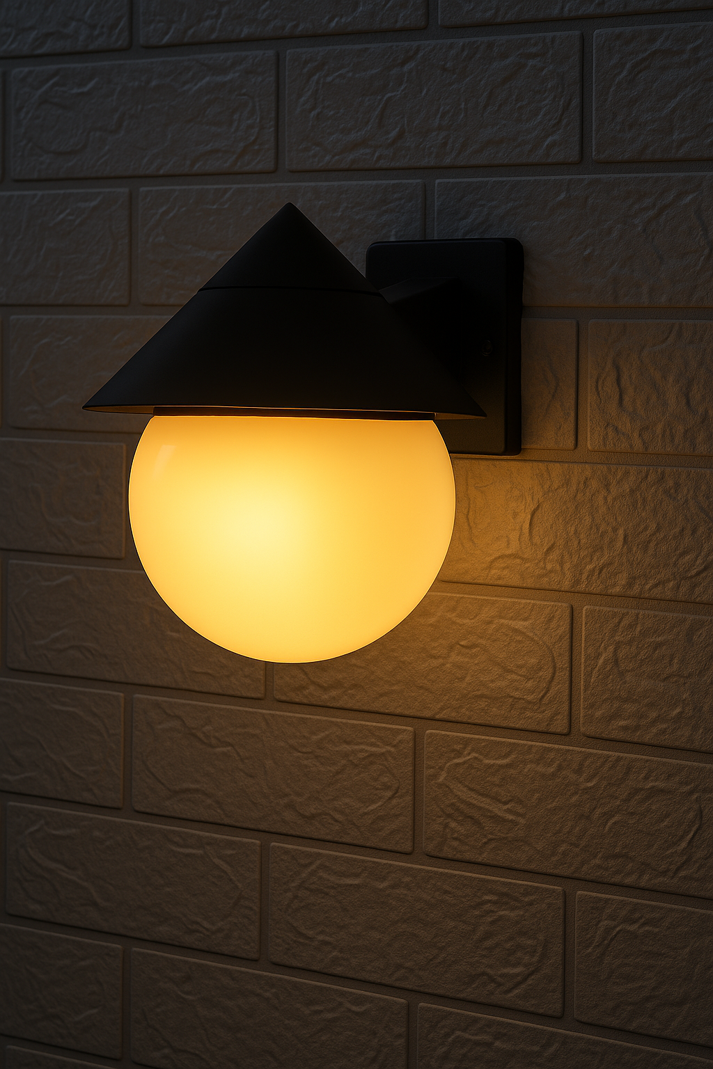 Outdoor Wall Light with Globe Shade & Conical Cap