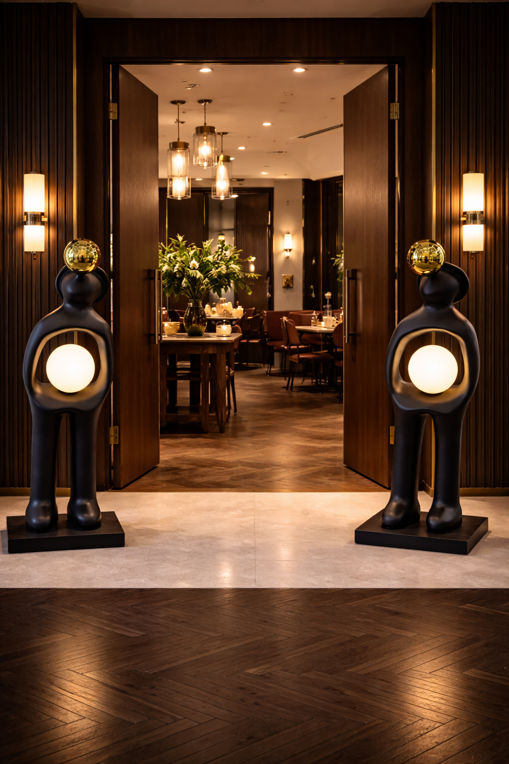 Modern Sculpture LampModern Sculpture Lamp with Dual Globe DesignThis artistic sculpture lamp features a modern design with a sleek black finish and dual globe lights. Perfect for adding a decorative touch to your space, it functiFloor LampsWadi Home