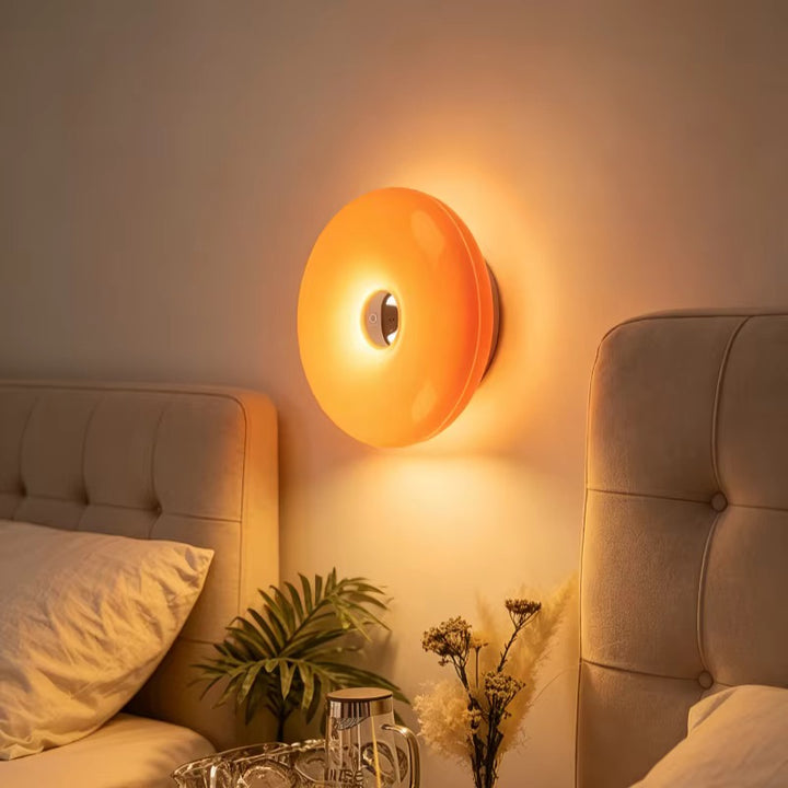 Orange Pink & white Sculptural Round Wall or table Light