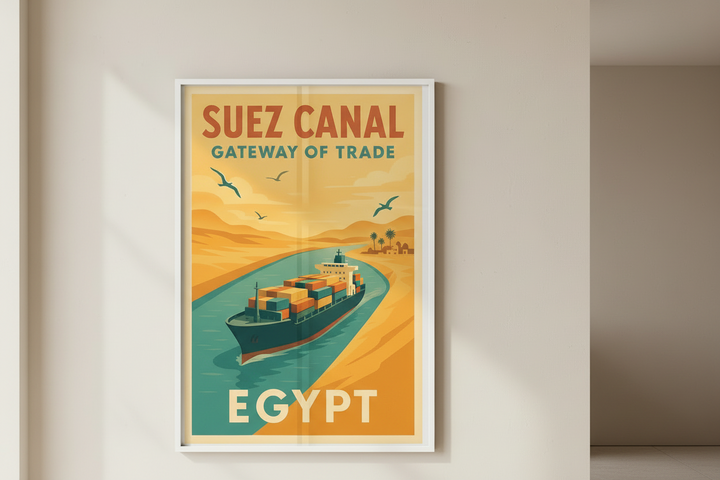 Suez Canal Egypt Vintage Travel Poster Canvas