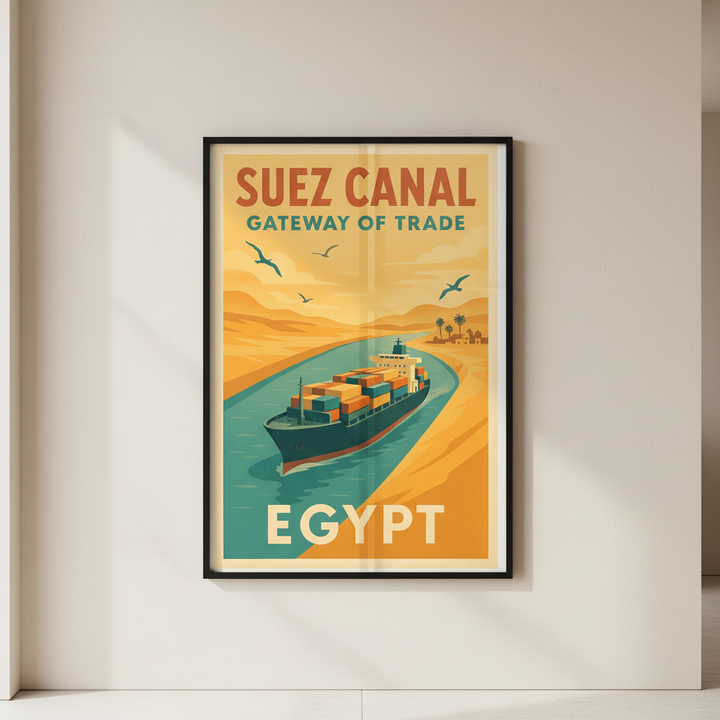 Suez Canal Egypt Vintage Travel Poster Canvas