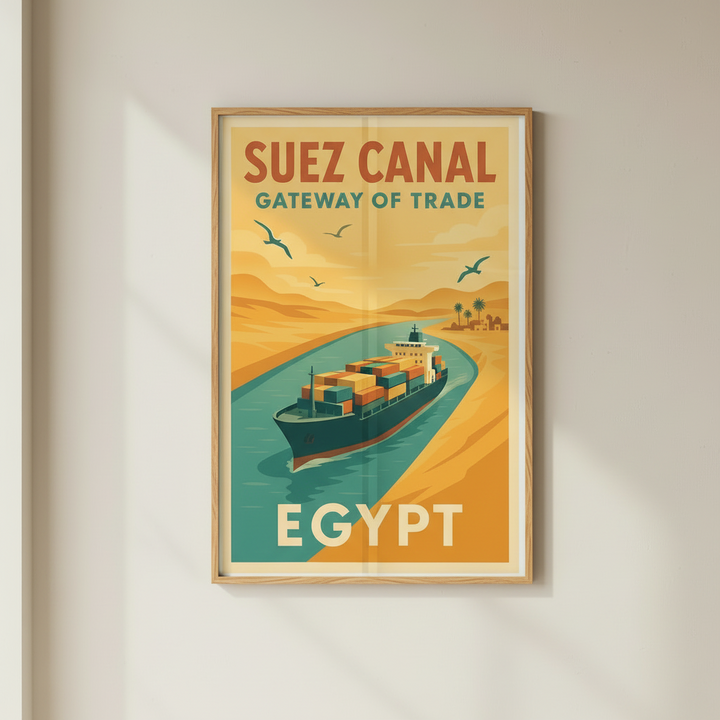 Suez Canal Egypt Vintage Travel Poster Canvas