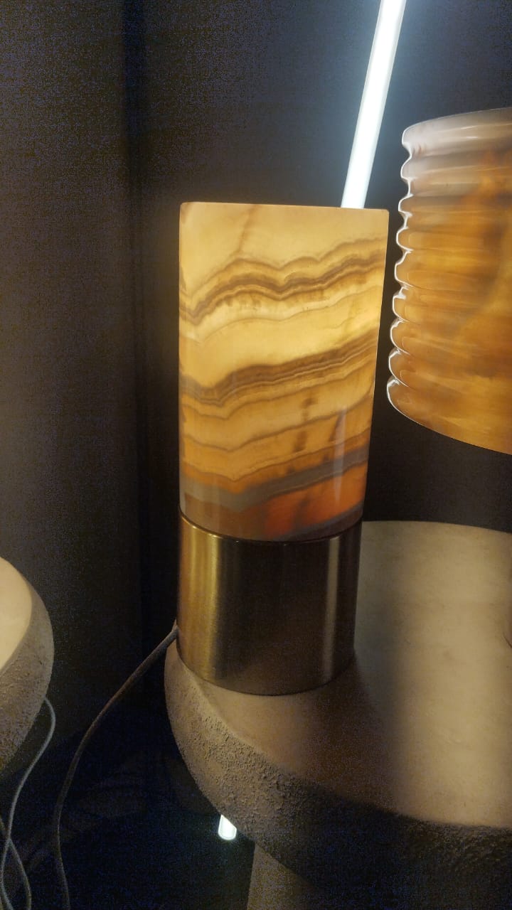 Alabaster Marble Cylinder Table Lamp