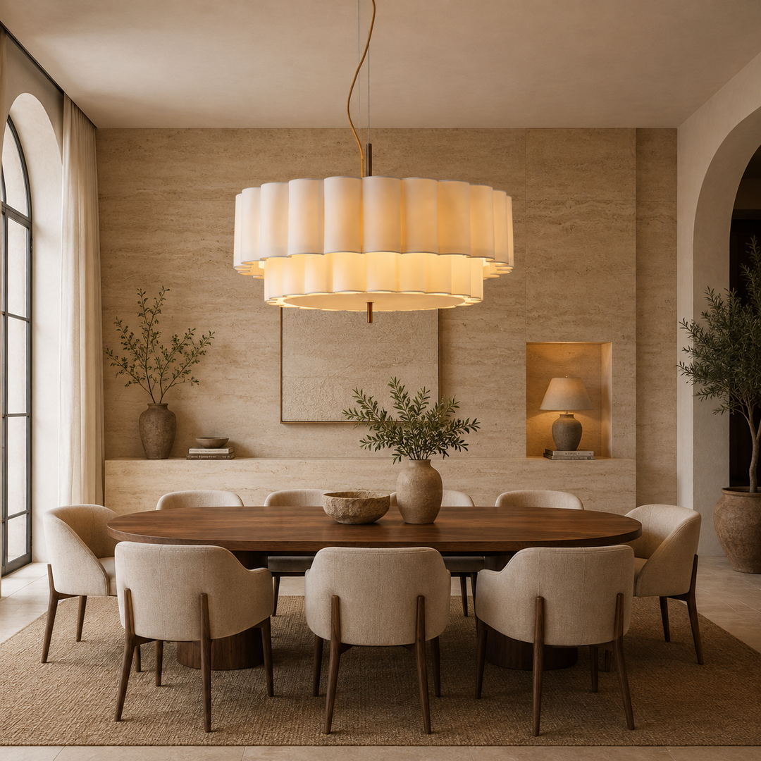 Modern Layered Pleated Pendant Light with Warm Diffuser