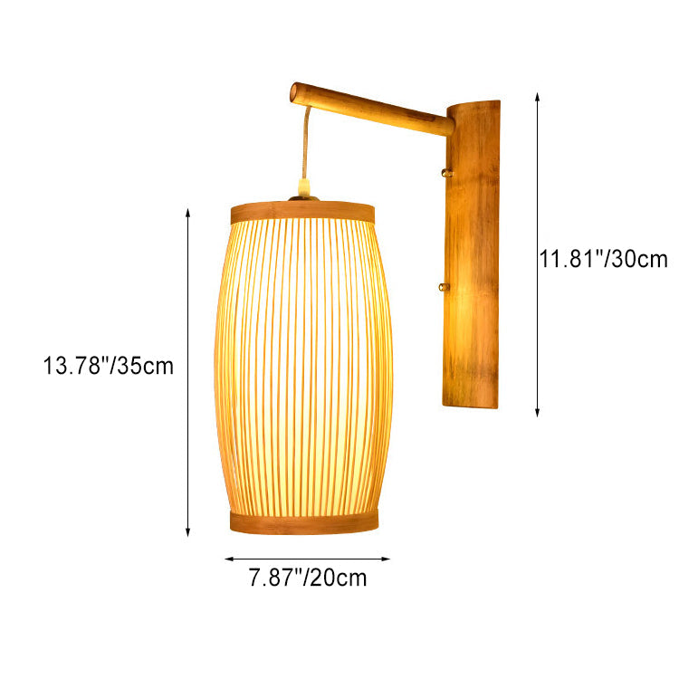 Wall Mounted Light with Bamboo Stripes Shade