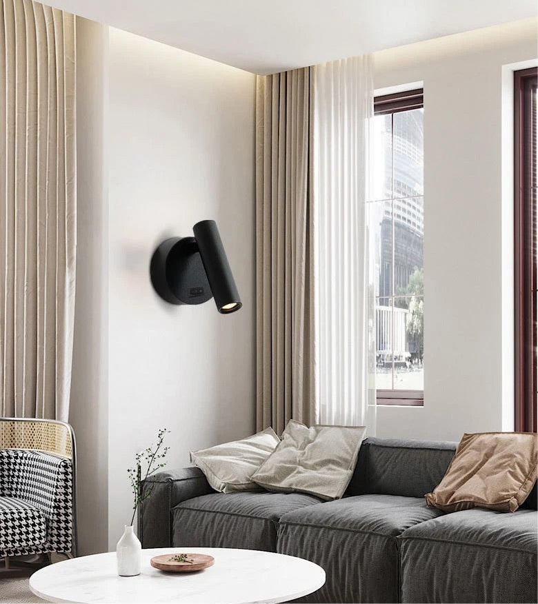 Modern Black Wall Sconce for Bedroom or Living Room