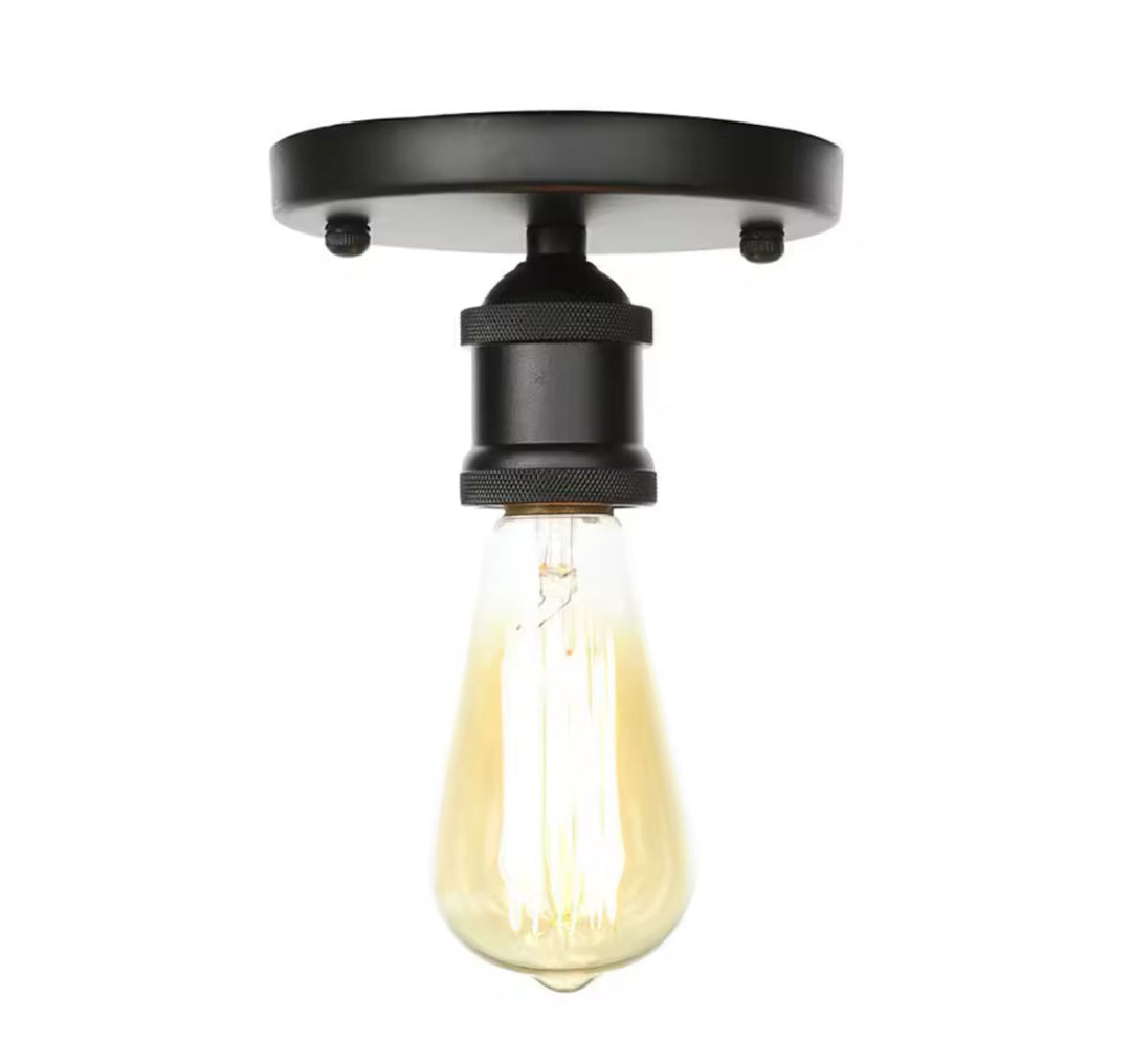 Industrial Flush Mount Ceiling Light with Exposed Bulb