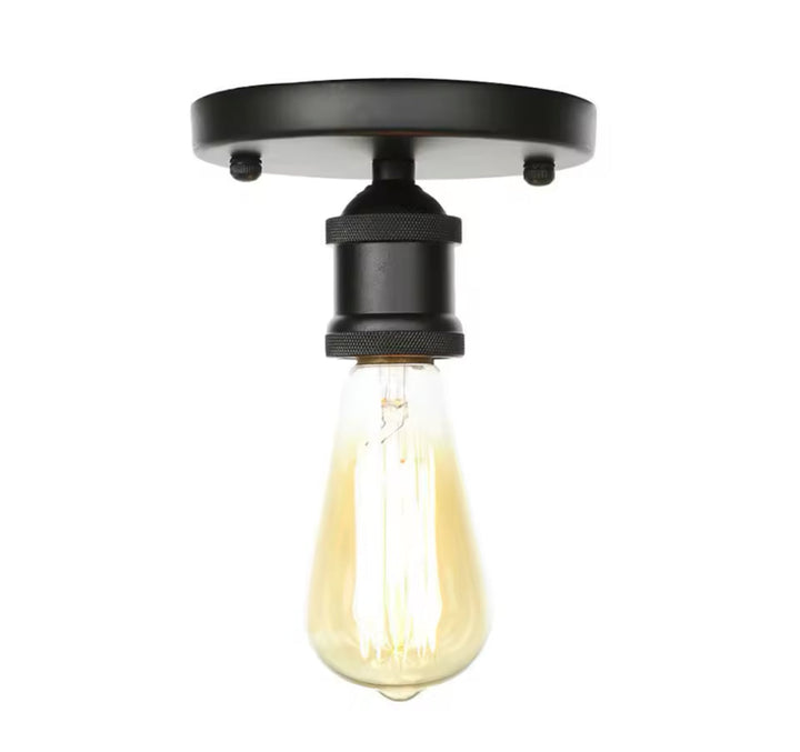 Industrial Flush Mount Ceiling Light with Exposed Bulb