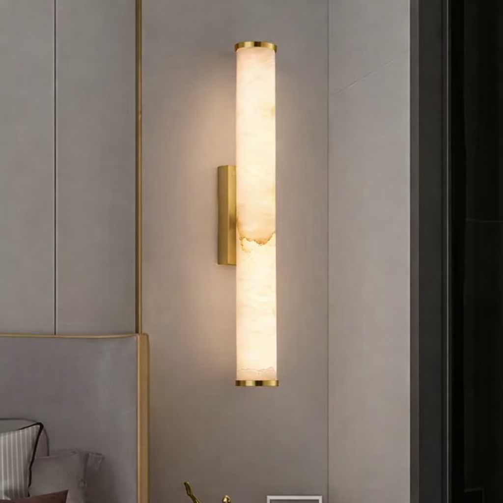 Modern Gold Marble effect Tube Wall Light
