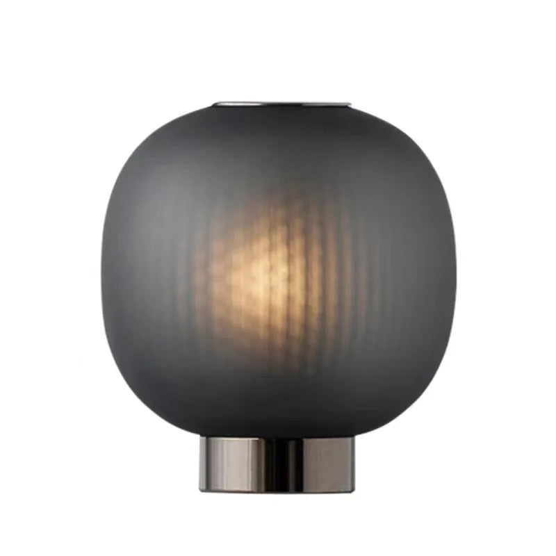 Contemporary Dual Glass Table Lamp Set with Brass and Black Finishes