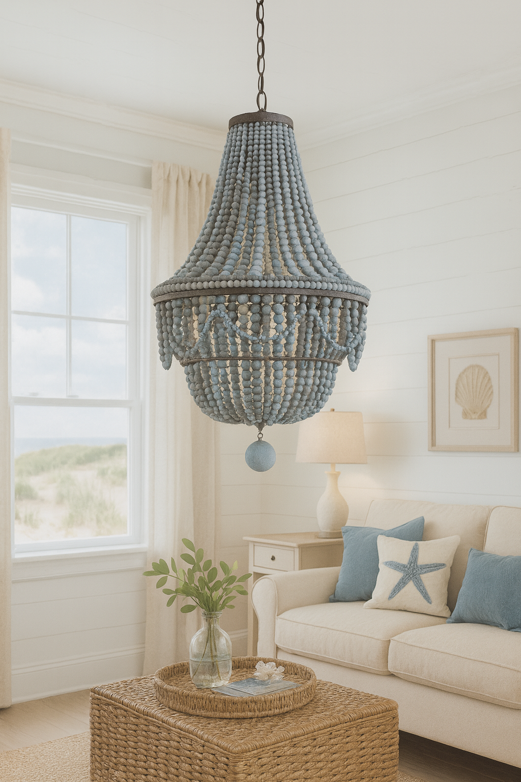 Blue Beaded Chandelier