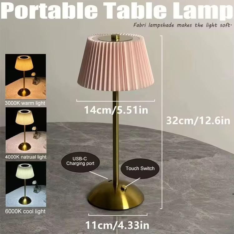 rechargeable PINK Shade Table Lamp