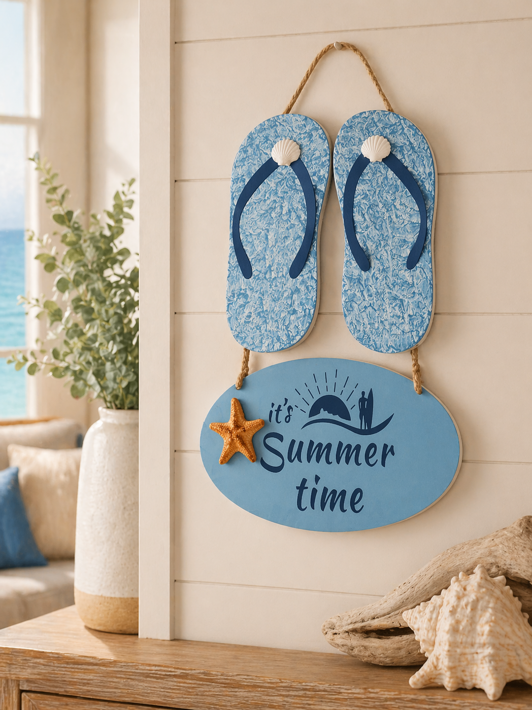 Coastal round wall art set for coastal wall decor