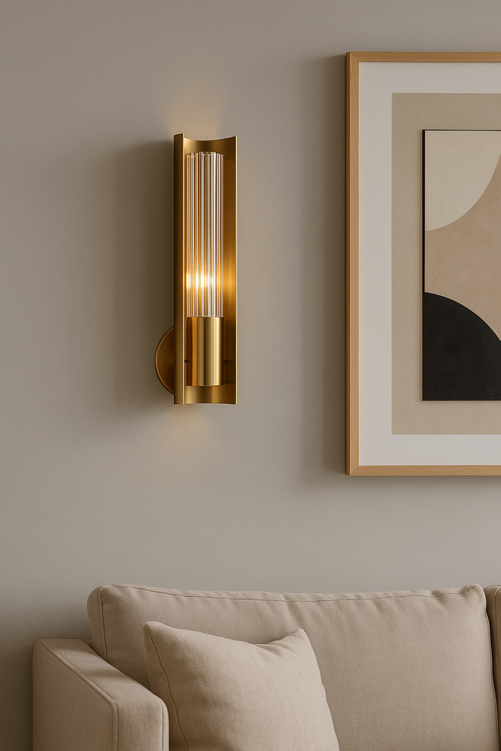 Modern Gold Wall Light with Glass Shade