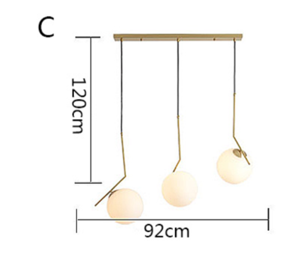 Modern Three-Globe Pendant Light with Brass Finish