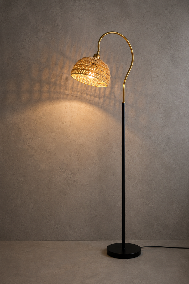 Rattan Arc Floor Lamp