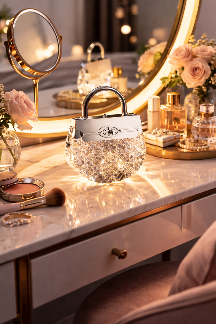 Crystal Handbag Accent Rechargeable Lamp