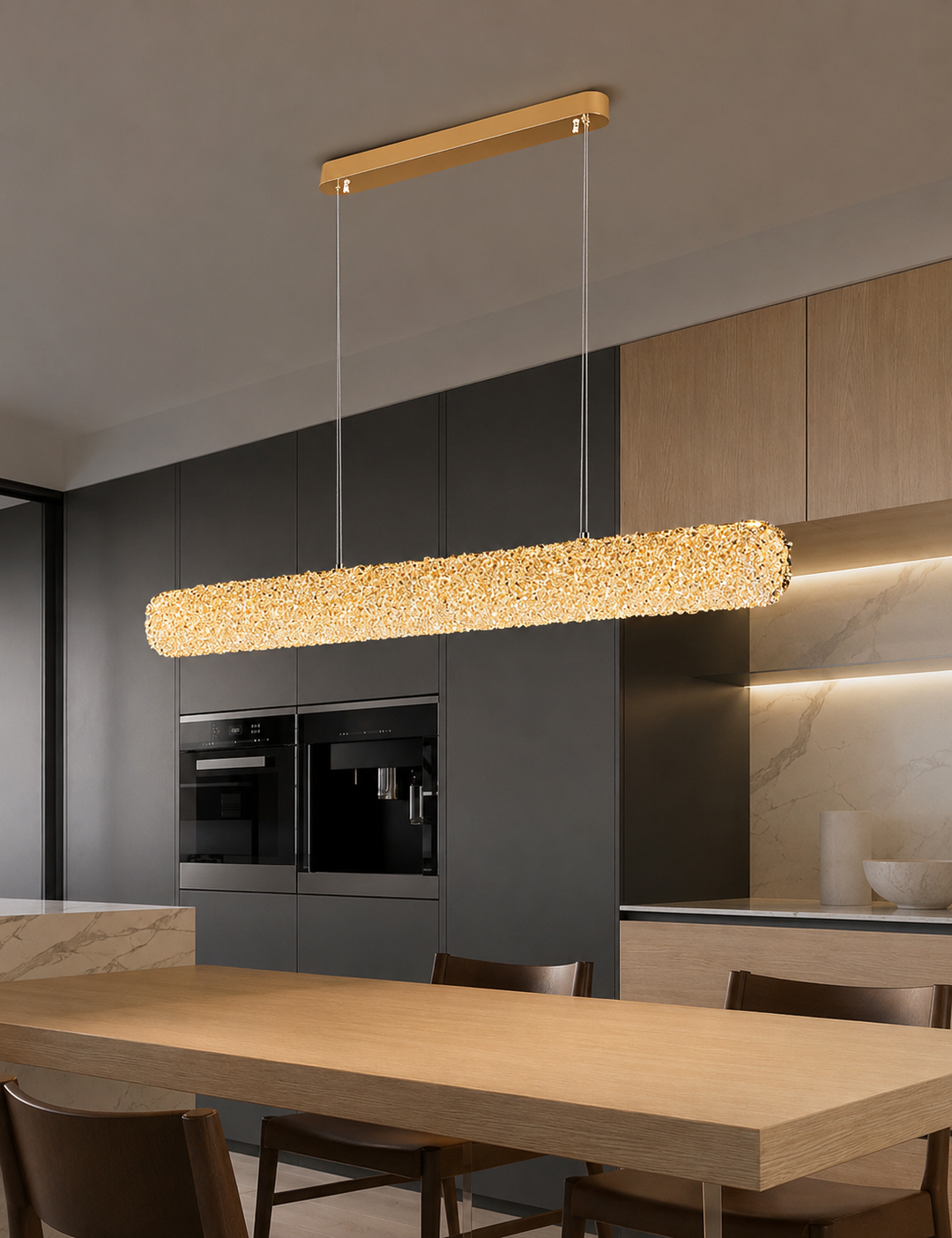 Textured Crystal Linear Pendant Light