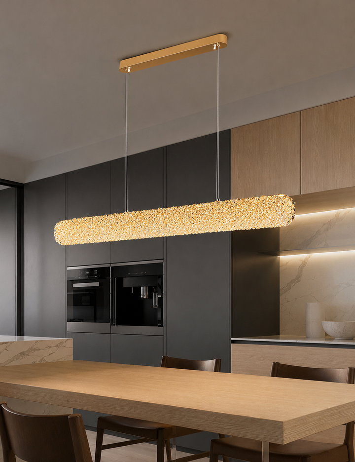 Textured Crystal Linear Pendant Light