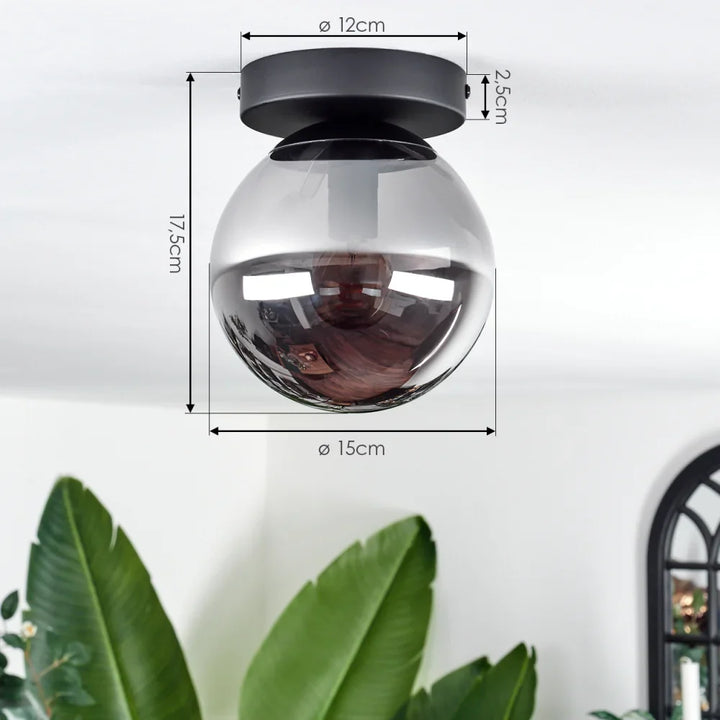 Modern Smoked Glass Globe Ceiling Light