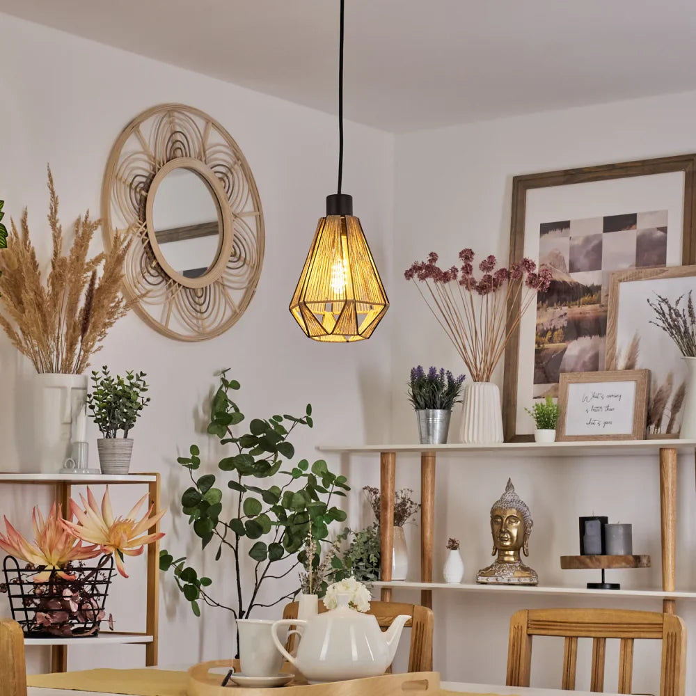 Geometric Woven Rope Pendant Light Trio