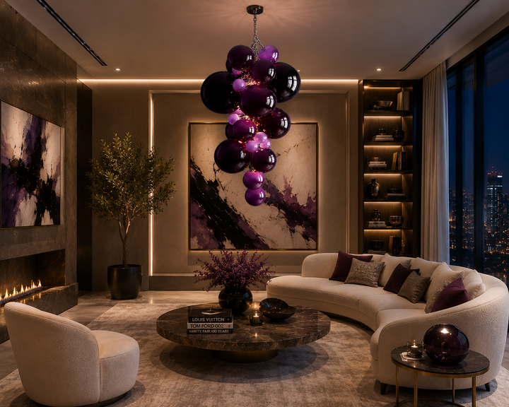 Modern Glass Grape Chandelier
