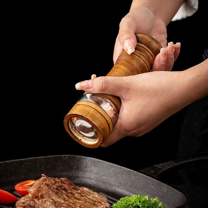 Natural Wood and Glass Pepper Mill