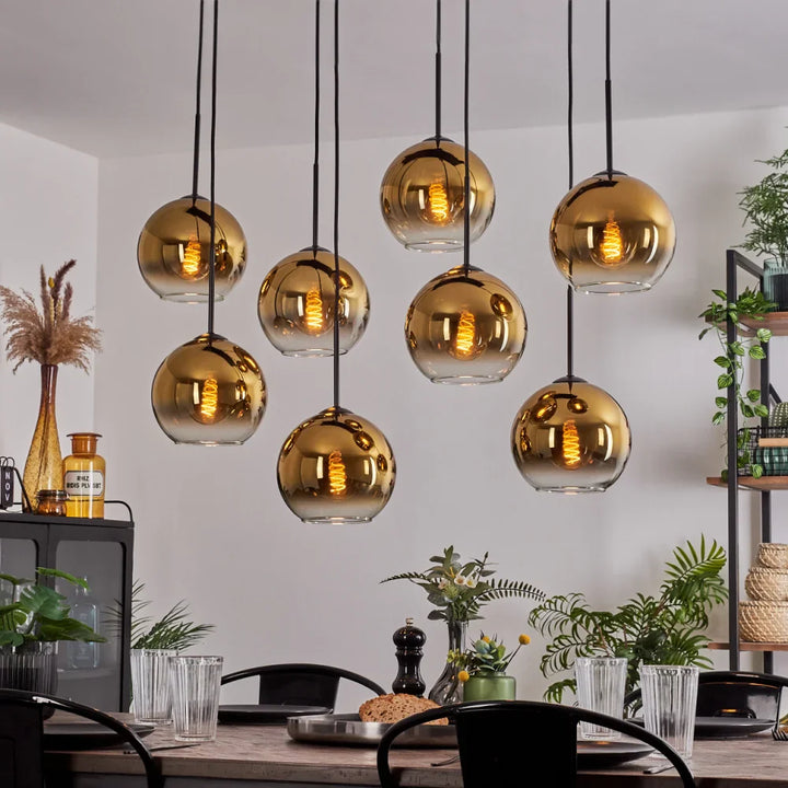 Luxury Gold Globe Pendant Light - Cluster of Eight