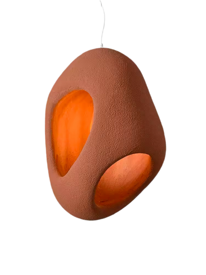 Artistic Pendant Light with Organic Terracotta brick Design