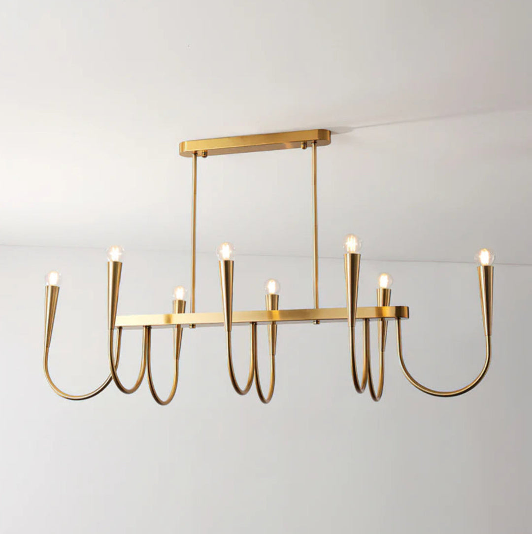 Modern Gold or Black Chandelier with Elegant Curved Design