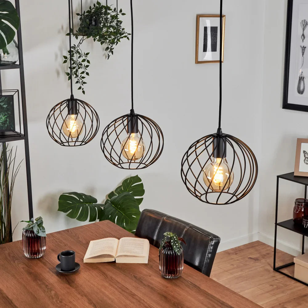 Modern Spiral Cage Triple Pendant Light