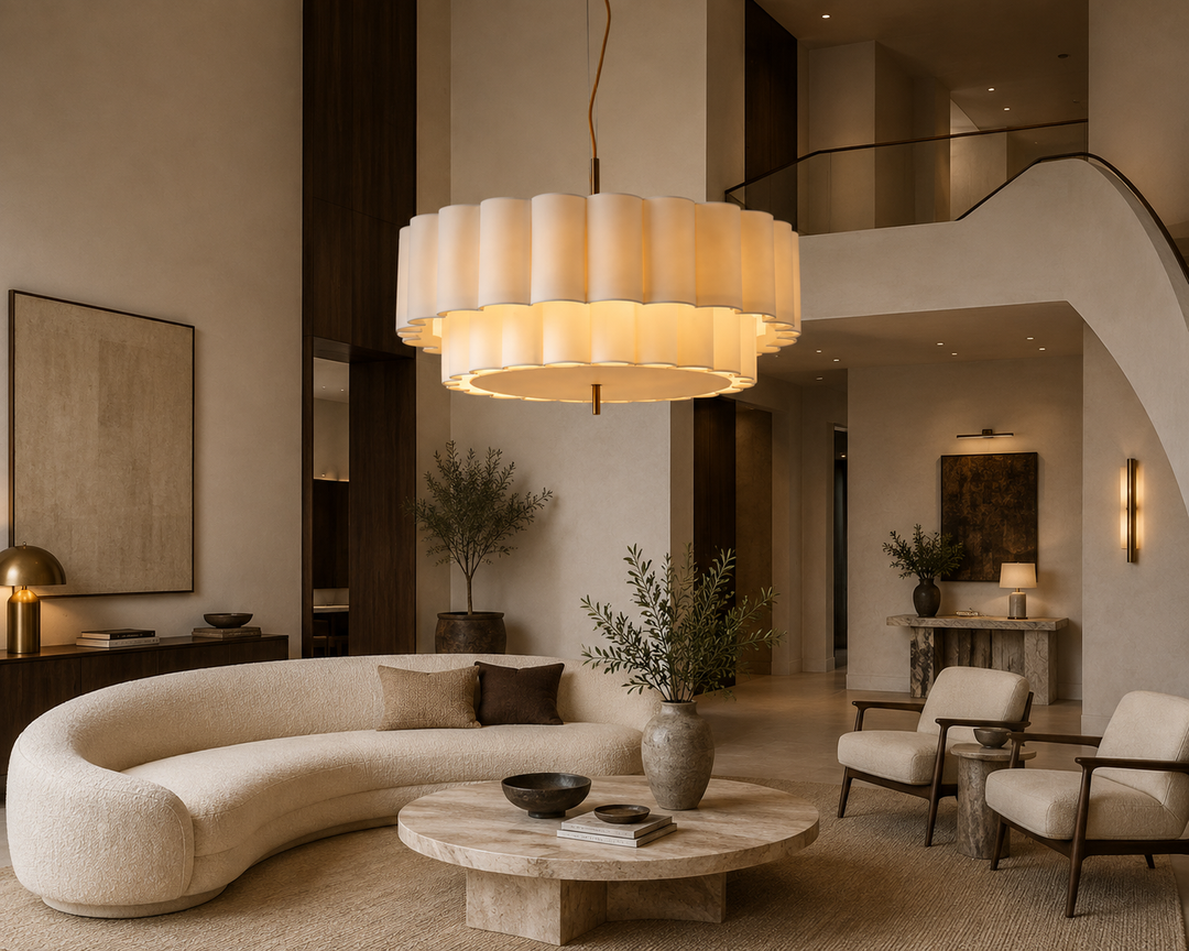 Modern Layered Pleated Pendant Light with Warm Diffuser