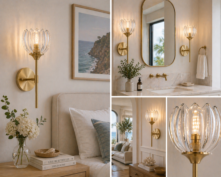 Brass Glass Wall Sconce