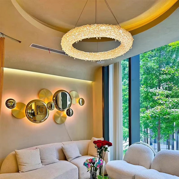 Crystal Ring Textured Pendant Light