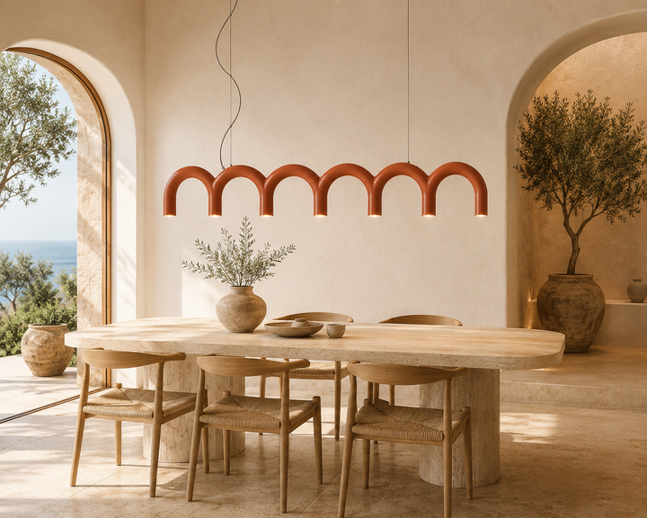 Modern Brick color Arc Pendant Light