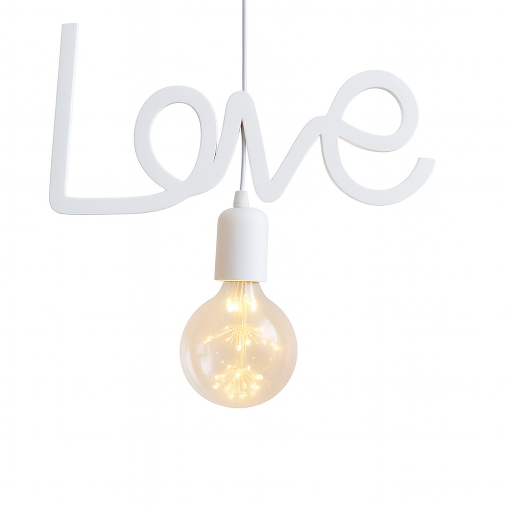 Pendant Light with 'LOVE' Design and Pink Finish