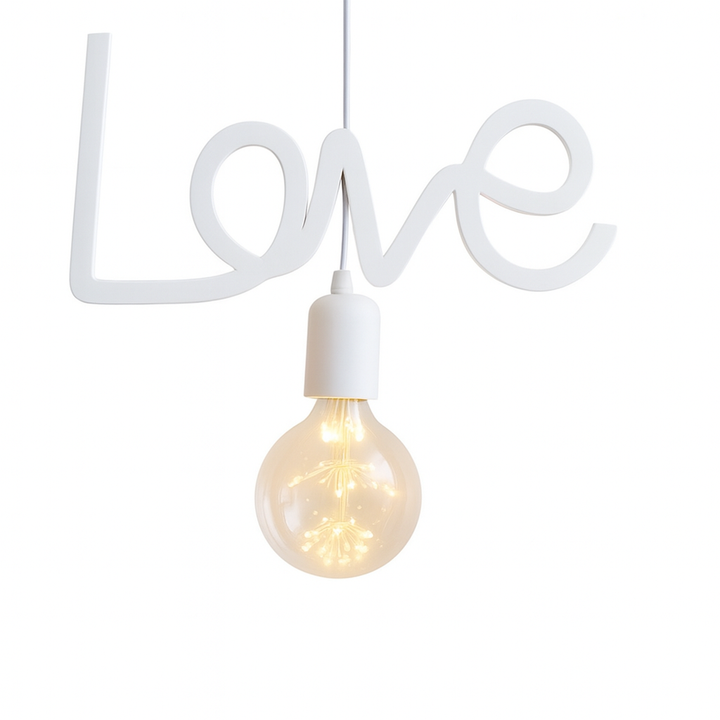 Pendant Light with 'LOVE' Design and Pink Finish
