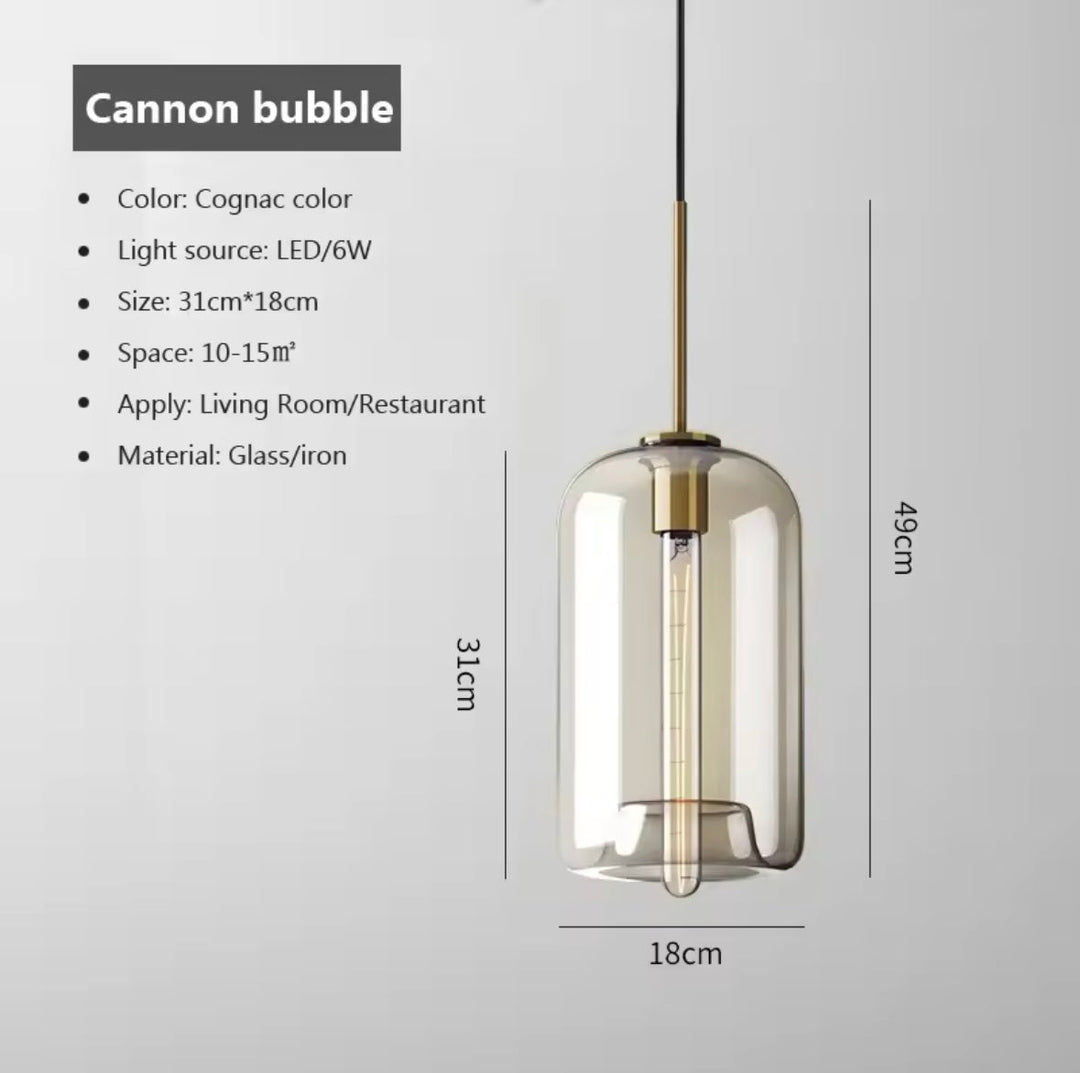 Amber Glass Globe Pendant Light Trio