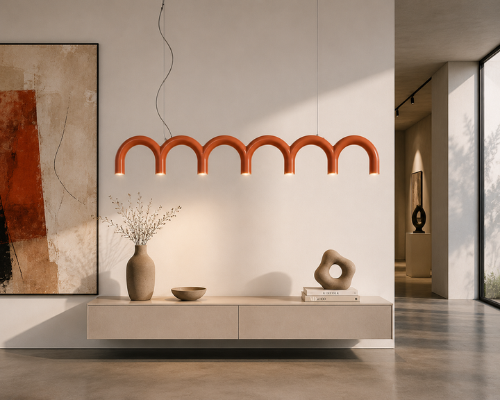 Modern Brick color Arc Pendant Light