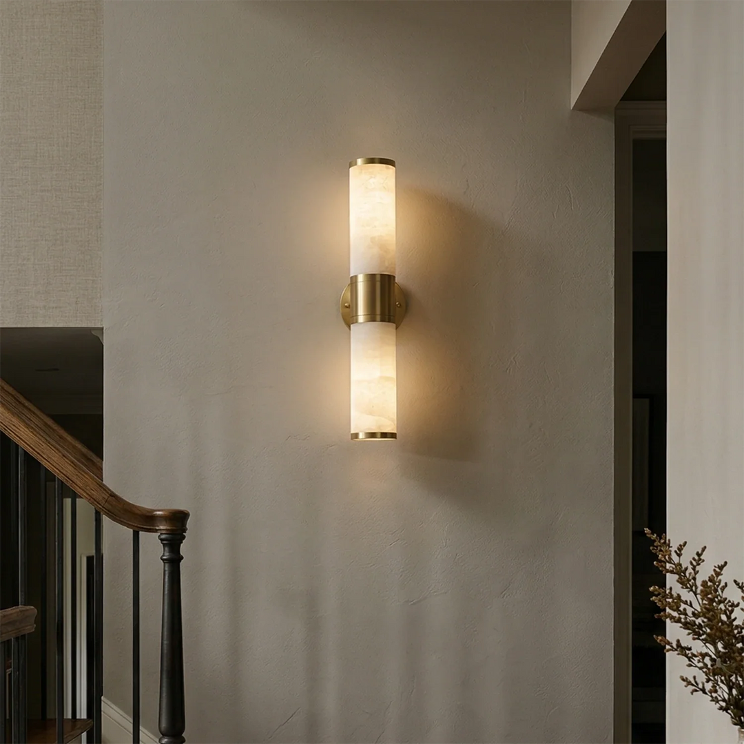 Modern Brass and Opal Alabaster Wall Light