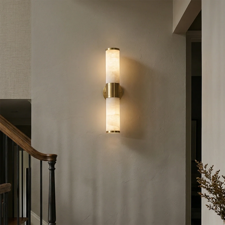 Modern Brass and Opal Alabaster Wall Light